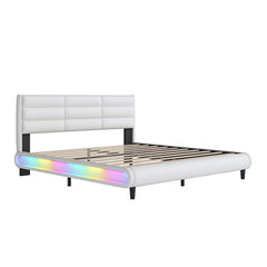 Bellemave® King Size Upholstered Platform Bed with LED Light Strips