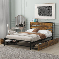 Bellemave® Full Size Metal Platform Bed with 4 Drawers, Sockets and USB Ports