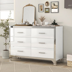 Bellemave® Mirrored Storage Cabinet with 6 Drawers and Metal Handle