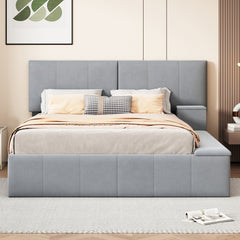 Bellemave® Velvet Upholstered Platform Bed with Lateral Storage Compartments and Thick Fabric Bellemave®