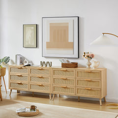 Bellemave® 6 Double Dresser with Rattan Drawers