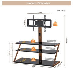 Bellemave® Tempered Glass Height Adjustable Universal Swivel Glass Floor Media Storage Stand With Mount Heat-Transfer Printing Metal Tube