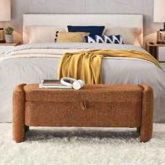 Bellemave® Chenille Fabric Oval Ottoman Storage Bench with Large Storage Space