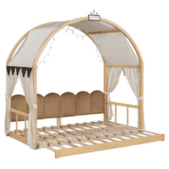 Bellemave® Twin Size Daybed With Arched Roof and Pull-Out Bed