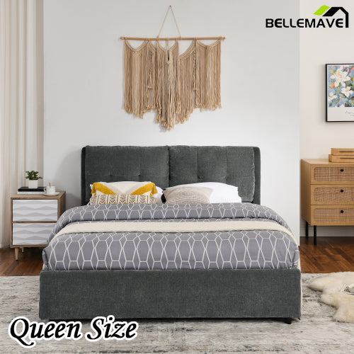 Bellemave® Storage Upholstered Hydraulic Platform Bed with Integrated Headboard