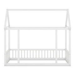 Bellemave® Montessori Floor Bed with House Roof Frame and Safety Guardrails