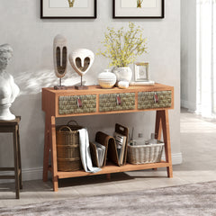 Bellemave® Mid Century Modern Console Table with Storage for Entryway with 3 Drawers