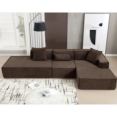 Bellemave® 129.5" L-shaped Modular Combination Sofa Set with 3 Pillows