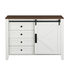 Bellemave® Drawer Dresser Cabinet with Slide the Barn Door, Four Drawers and Metal Handle