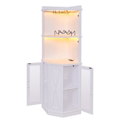 Bellemave® Corner Bar Cabinet with Power Outlet and Adjustable Shelves,Lights & Glass Rack