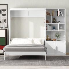Bellemave® Full Size Murphy Bed with Multiple Storage Shelves and A Cabinet