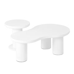 Bellemave® Cream Style Cloud Coffee Table with Round Small Side Table（Set of 2）