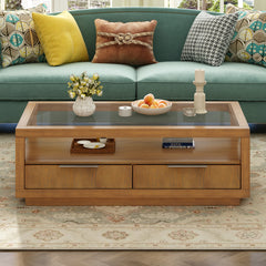 Bellemave® Modern Wood Coffee Table with 2 Drawers