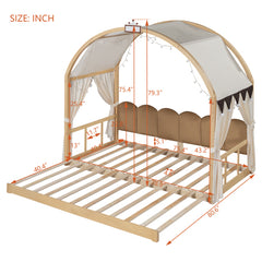 Bellemave® Twin Size Daybed With Arched Roof and Pull-Out Bed