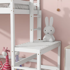 Bellemave® Twin Size High Loft Bed with Ladder landing Platform, Ladders and Guardrails