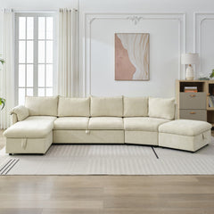 Bellemave® 146.9" L-Shaped Sectional Sofa with a Movable Storage Ottoman, a Storage Chaise Lounge and Two USB Ports