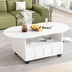 Bellemave® Cloud Top Side Table with 2 Brake Wheels and Drawer