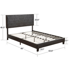 Bellemave® Queen Size Upholstered Platform Bed with Wood Slat Support