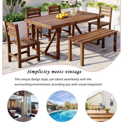 Bellemave® 6-Piece High-quality Acacia Wood Outdoor Table and Chair Set