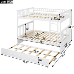 Bellemave Convertible Bunk Bed with Twin Size Trundle Bellemave