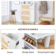 Bellemave® Modern Minimalist Storage Cabinet, Japanese Rattan Shoe Cabinet