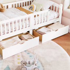kids platform bed with storage drawers bedroom setup