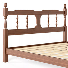 Square cutout headboard detail on solid bamboo bed frame