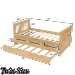 Bellemave® Twin Size Platform Bed Frame with Trundle Bed Frame for Bedroom, Twin Size Corner Bed with 3 Storage Drawers, Headboard and Footboard, No Spring Box Needed, White Bellemave®