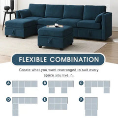 Bellemave 109" U-Shaped Chenille Modular Sectional Sofa with Adjustable Armrests,Backrests and Storage Seats Bellemave