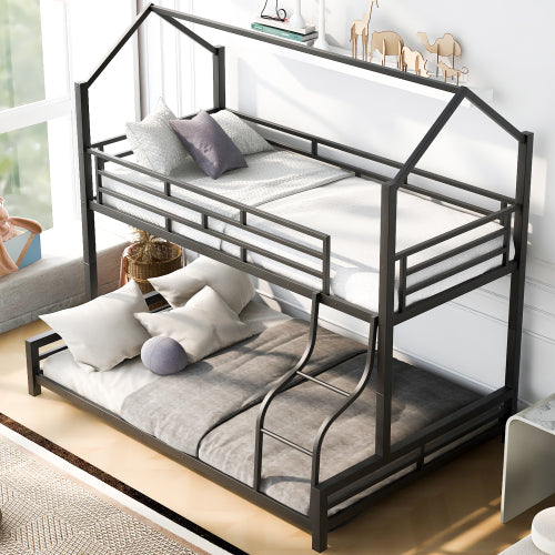 Bellemave® Twin over Full Metal House Bunk Bed