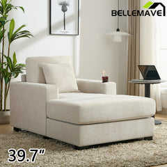 Bellemave® Oversized Chaise Lounge with Pillows, Charge Station & Cup Holders