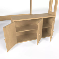 loft bed with built in storage cabinet and drawers