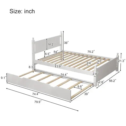 Bellemave® Solid Wood Platform Bed Frame with Trundle Bellemave®