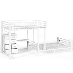 Bellemave® Full Bunk Bed with 8 Storage Drawers & Shelves, Built in Study Desk | Metal Bed with Hanging Rod & Detachable Hanging USB for Teens,Adults Bellemave®
