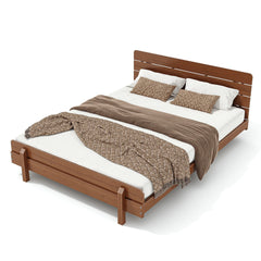 Bellemave® Bamboo Platform Bed with Modern Headboard, Bamboo Bed Frame Construction, Reinforced Support Slats Design No Box Spring Required,Brown