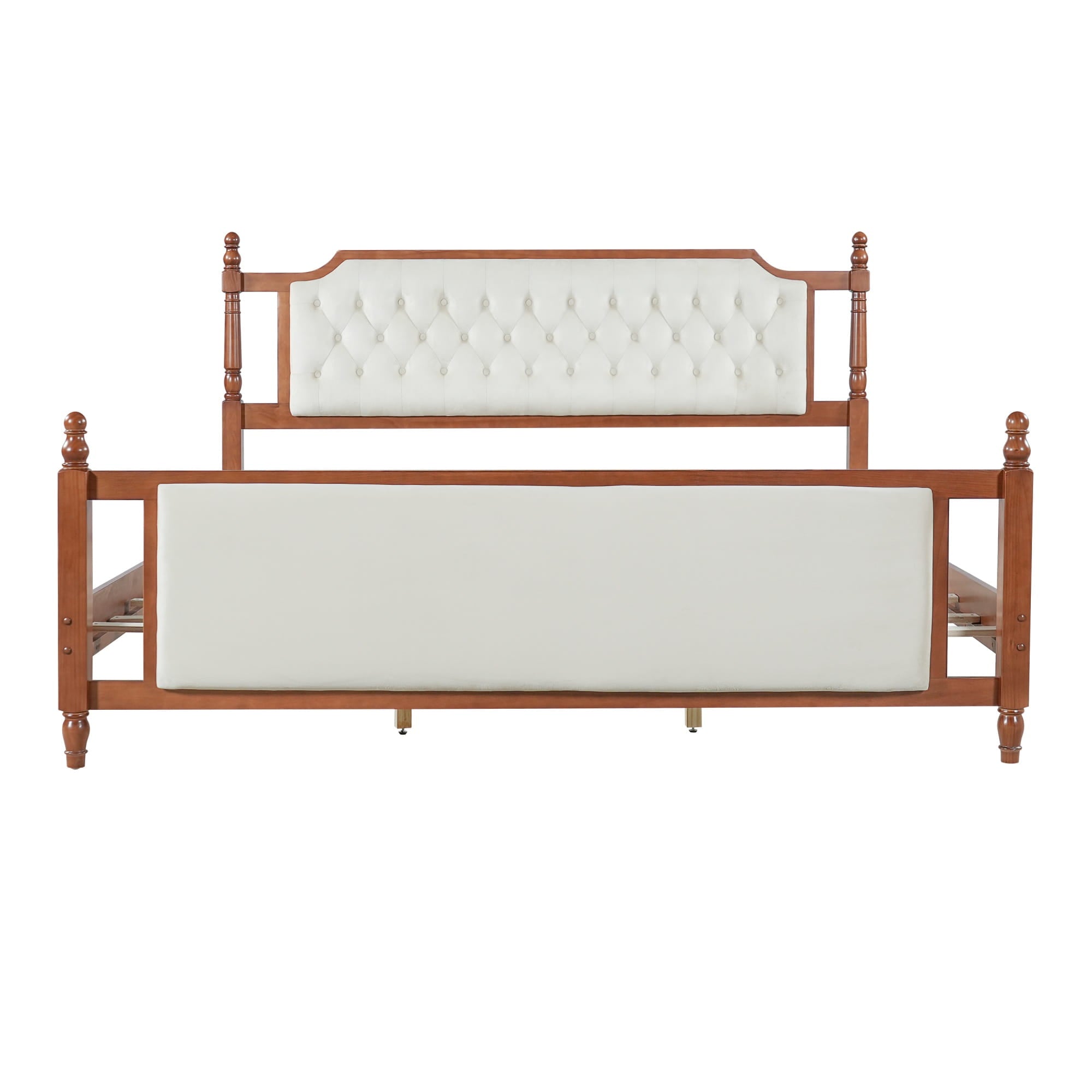 Bellemave® Upholstered Platform Bed with Button Tufted Headboard,Solid Wood Farmhouse Bed with Velvet Headboard and Footboard Bellemave®