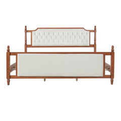 Bellemave® Upholstered Platform Bed with Button Tufted Headboard,Solid Wood Farmhouse Bed with Velvet Headboard and Footboard Bellemave®