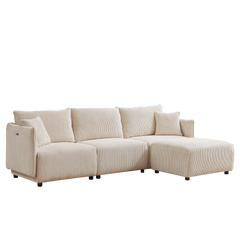 Bellemave® Modern Minimalist Corduroy Combination Sofa with 2 Comfort Cushions with USB & C Charging Ports