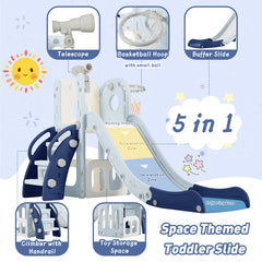 Bellemave® 5 in 1 Toddler Freestanding Spaceship Slide Set,Kids Playground for Toddlers Ages 1+