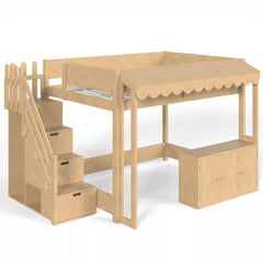kids loft bed with convertible underbed space