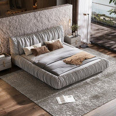 Bellemave® King Size Luxury Upholstered Platform Bed with Removable Cushion and Solid Wood Frame