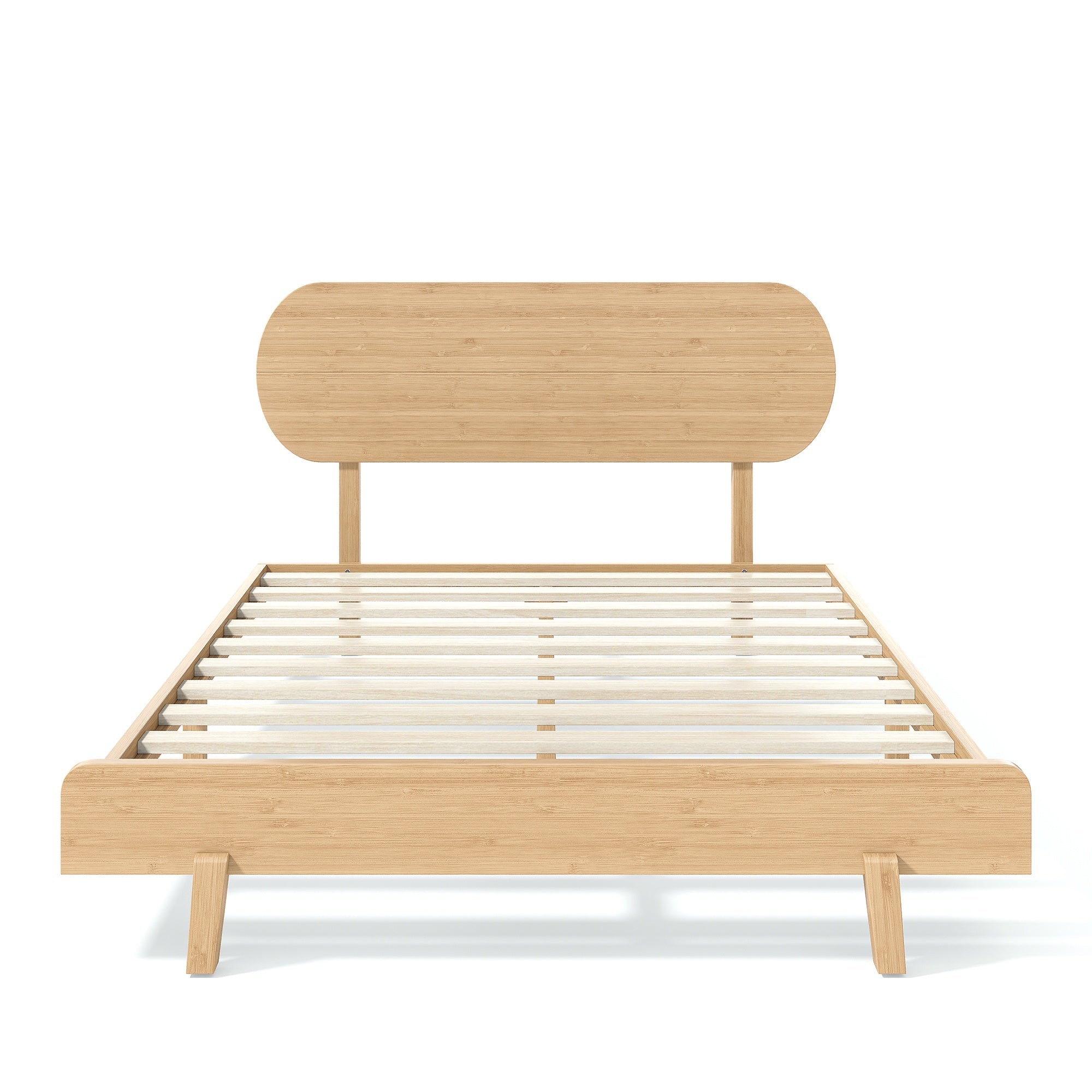 Bellemave® Bamboo Bed Frame with Headboard,Bamboo Platform Bed Frame with Rounded Headboard and Wood Slats,Easy Assembly Bellemave®