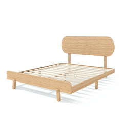 Bellemave® Bamboo Bed Frame with Headboard,Bamboo Platform Bed Frame with Rounded Headboard and Wood Slats,Easy Assembly Bellemave®