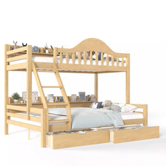 Bellemave solid wood bunk bed with storage drawers shelves for shared kids bedroom