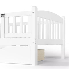 children platform bed with full length guardrails