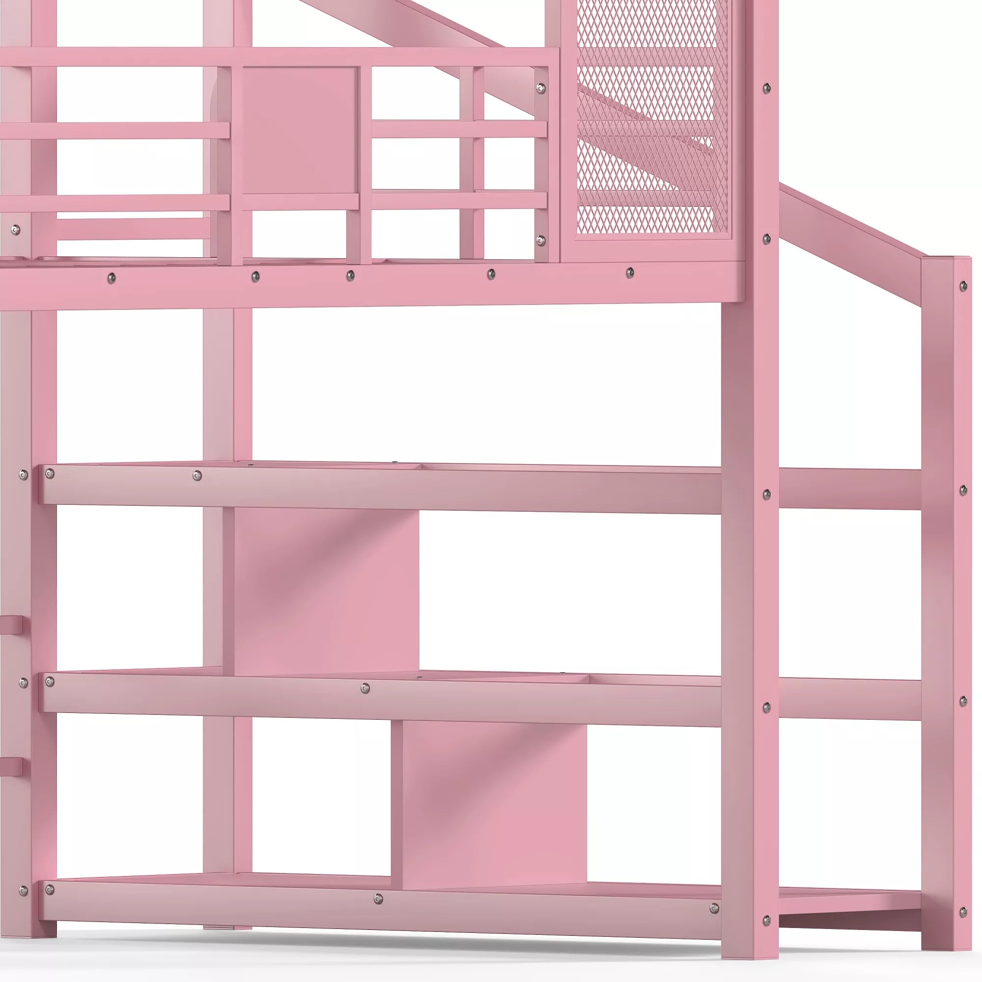 House shaped loft bed with storage shelves and space saving design