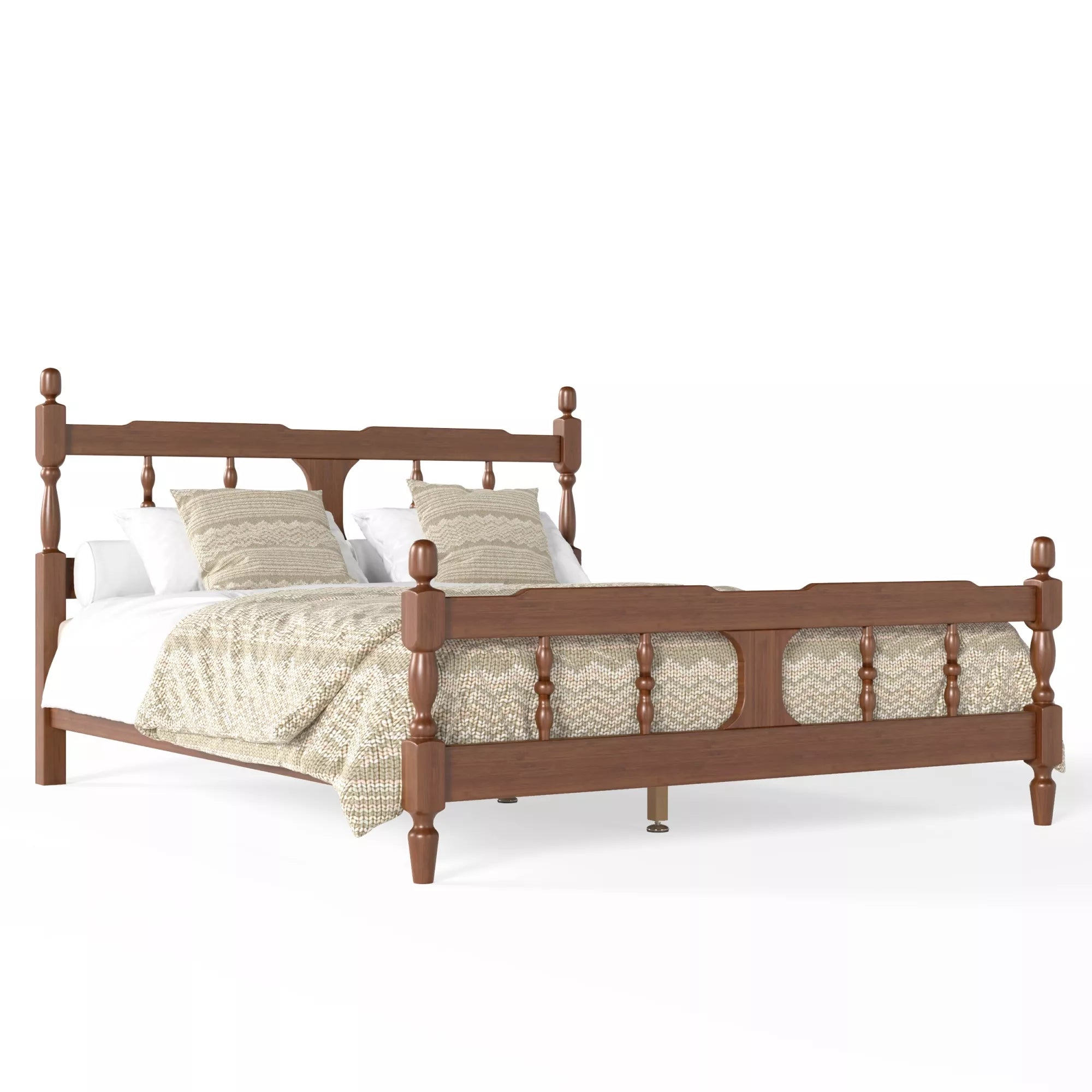 Bamboo platform bed frame with support slats front view