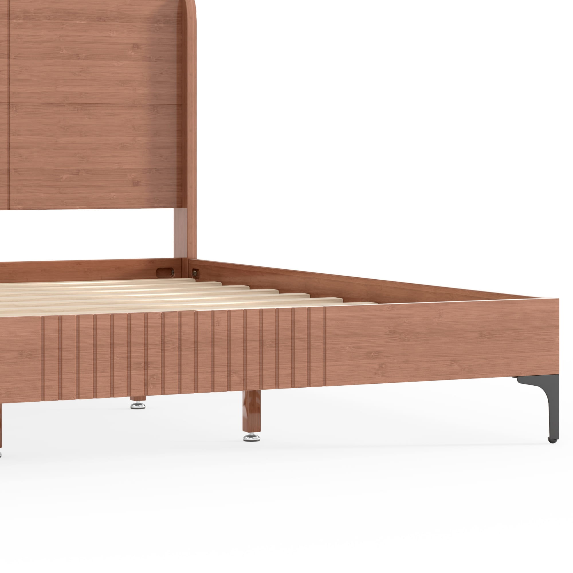 Bellemave® Solid Bamboo Platform Bed, Mid-Century Modern Bed Frame with Headboard, Round Corner Design Bellemave®