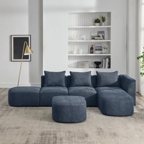 Bellemave 113" L-Shape Sectional Sofa with Right Side Chaise and Ottoman, Modular Sofa, DIY Combination