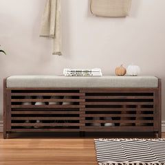 Bellemave® Distressed Shutter Storage Bench with Acacia Veneer